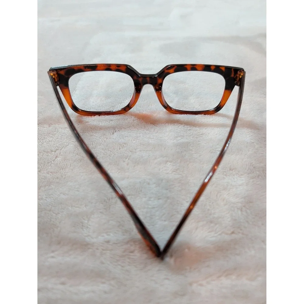 Tortoise‎ Shell Rectangular Eyeglass Frames Chunky Brn Amber Glasses Frames Only